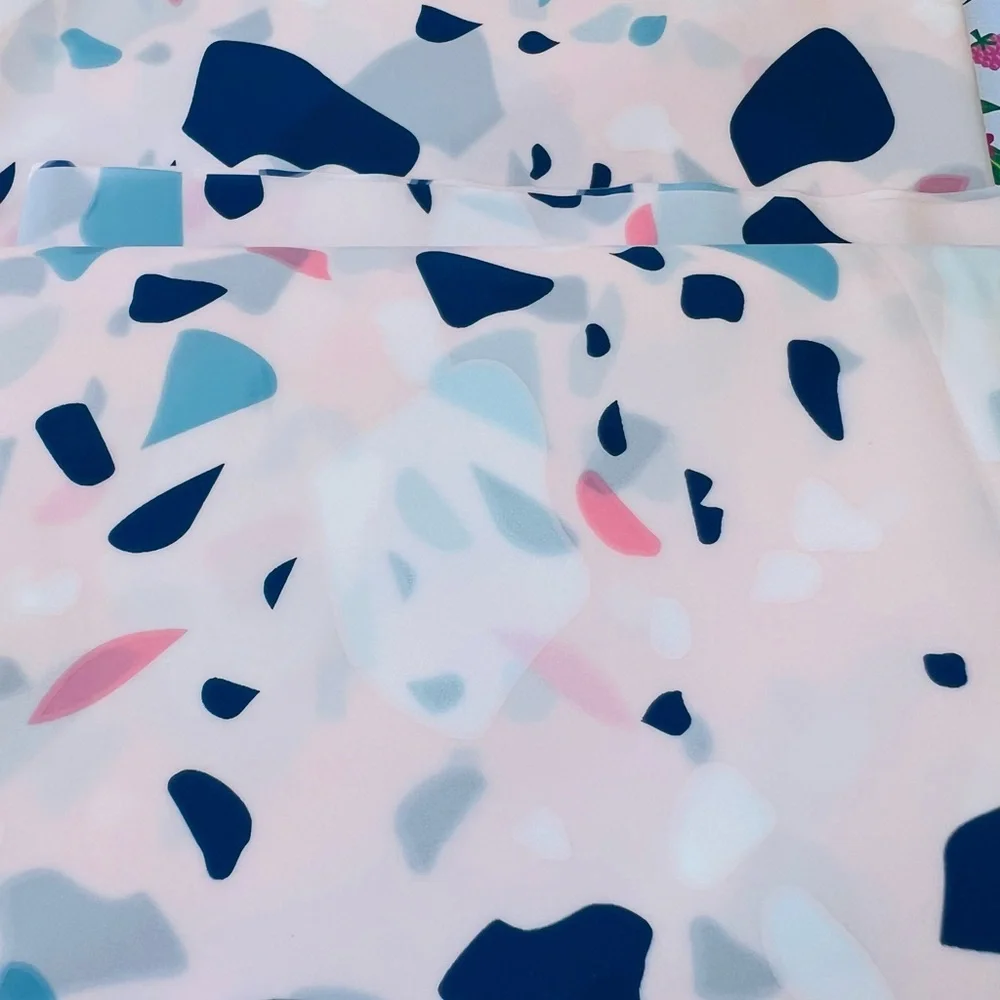 Pink & Blue Terazzo Mosaics Peva Shower Curtain